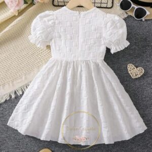 Vestido de manga farol blanco niñas