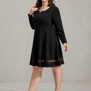 Vestido de malla bajo amplio corte A elasticado