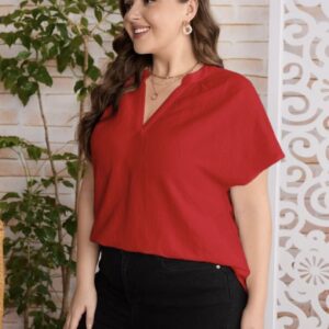 Blusa de cuello de muesca de manga murciélago