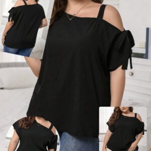 Blusa de cuello asimétrico con nudo lateral