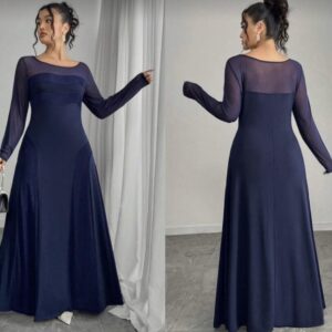 Vestido elegante con empalmado de malla y destellos